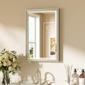 Keonjinn 16" x 24" Brushed Nickel Framed Mirror, Aluminum Alloy, Decorative by Keonjinn