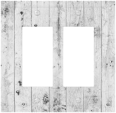 Decorative Outlet Covers Rustic White Grey Wood Grain 2 Gang Double GFCI Rocker by Lightswitchcovers
