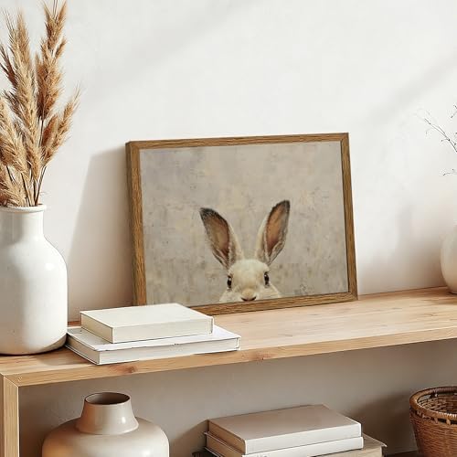 AVECCO Vintage Easter Rabbit Portrait Wall Art Canvas Framed 12x16 inch - Image 3