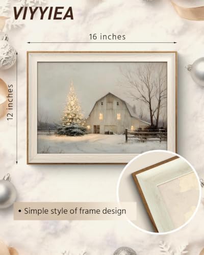 VIYYIEA Christmas Tree Farmhouse Barn Framed Canvas Wall Art, 12×16 Inch - Image 5