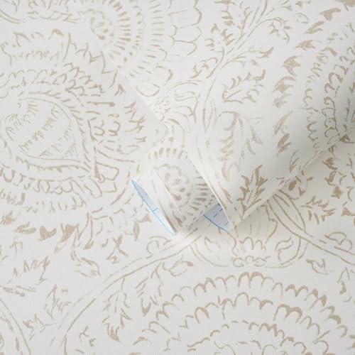 Ismoon Peel Stick Wallpaper Boho Beige Neutral Vintage Floral Contact Paper by Ismoon