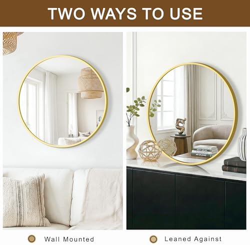 FGU Round Bathroom Mirror for Over Sink 2 Pack 22" Gold Circle Wall Mirror - Image 5