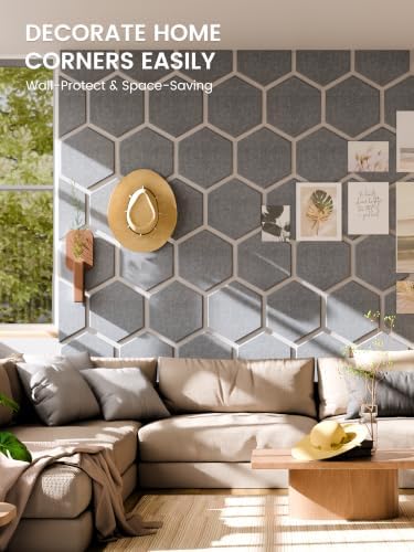 Fluxynara 8-Pack Hexagon Felt Bulletin Board Tiles, Slate Gray - Image 4