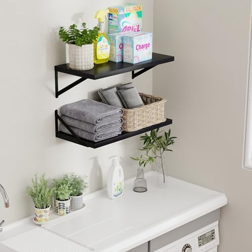 Axeman Deep Floating Shelves Black- 24 Inch Wide x 12 Inch Deep Wall Shelves - Image 2