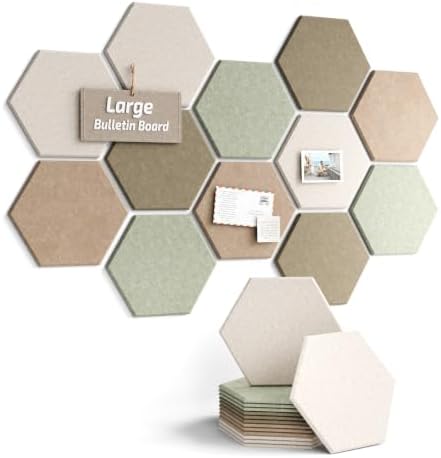 Fluxynara 12-Pack Hexagon Felt Bulletin Board Tiles, Linen Dusk-1 by FLUXYNARA