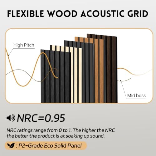 4 Pack Wood Panels for Wall, 106.3" × 11" Wood Slat Acoustic Panels for Wall - Image 3