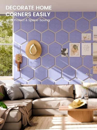 Fluxynara 12-Pack Hexagon Felt Bulletin Board Tiles, Soft Periwinkle - Image 4