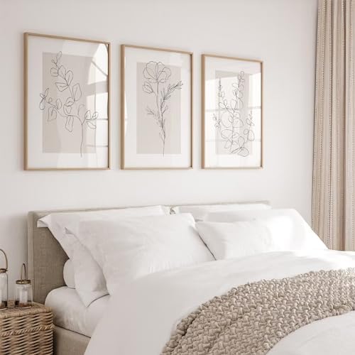 Neutral Botanical Prints Wall Art Flower Minimalist Canvas Wall Decor Vintage - Image 5