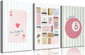 3Pcs Trendy Preppy Canvas Wall Art Pink Blue Matchbox Lucky 8 Ball Pictures by Zuowclli