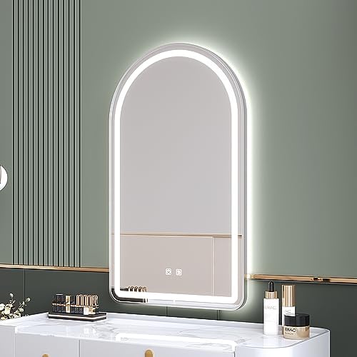 Arched Bathroom Mirror 20"x28", LED Tempered Glass - Image 4