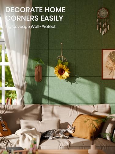 Bumusty 48"x 36" Large Felt Bulletin Board Tiles, Botanical Green - Image 4