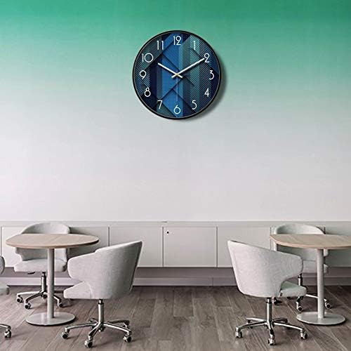 Silent Non-Ticking Analog Wall Clock, Geometric Blue Print - Image 4