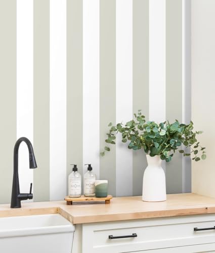 Guvana 17.7"×197" Striped Contact Paper Brown and White Peel and Stick by Guvana