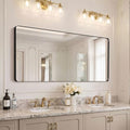 Kosmonia 60x28 inch Black Bathroom Mirror Metal Framed Rounded Rectangle by Kosmonia