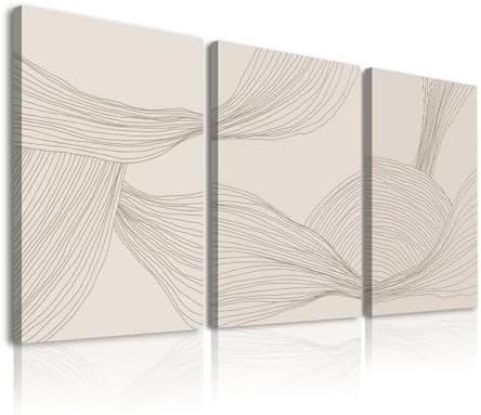 Netural Abstract Wall Art Set of 3, Modern Abstract Art Wall Decor Living Room by TWNSWALLART