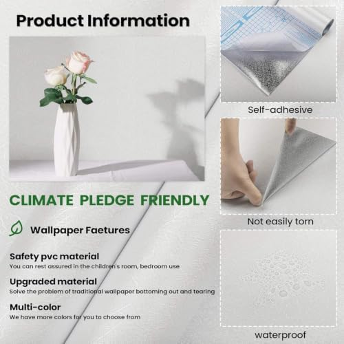 White Textured Wallpaper Peel and Stick Silk Embossed Vinyl Contact Paper - Image 7