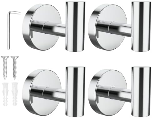 SetSail Towel Hooks for Bathrooms 4 Packs Screw-in Bathroom Towel Hook Wall by SetSail