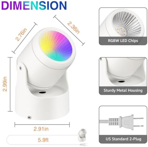 URTOM 4 Pack 6W RGBW Uplighting Indoor Color Changing Up Lights Indoor - Image 7