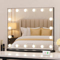 LUXFURNI Vanity Mirror with Lights, 23.6" Hollywood Makeup Mirror Black by LUXFURNI