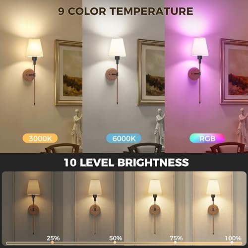 Battery Operated Wall Sconce: Set of 2 Wireless Wall Light 12000mAh - Image 3