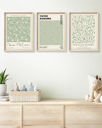 HesenDot Framed Wall Art Set of 3, Sage Green Botanical Wall Decor - Image 7
