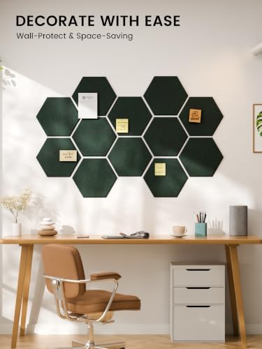 Fluxynara 12-Pack Hexagon Felt Bulletin Board Tiles, Aurora Green-1 - Image 6