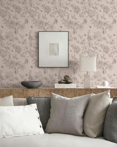 Froluya Brown Floral Peel and Stick Wallpaper Shelf Liner 17.7in×118.1in - Image 2
