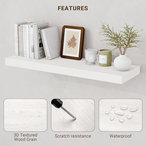 Acovy 16 Inch Floating Shelves, Wooden Shelves - Image 5