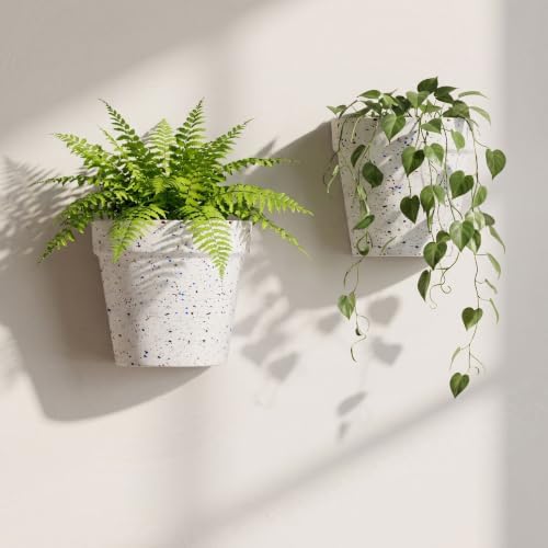 Asnext 2 Pack Wall Planter, 7.5 Inch Wall Haning Planter, Speckled White - Image 3