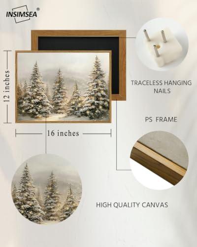 InSimSea Framed Winter Christmas Wall Art Decor, Winter Pine Forest - Image 3