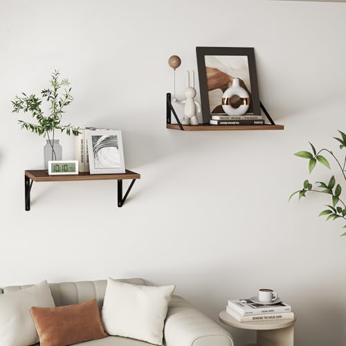 Heimlove 32W x 12D Deep Floating Shelves Set of 2 Walnut - Image 6