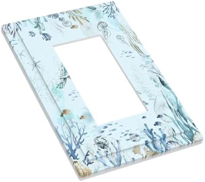 Decorative Outlet Covers Teal Blue Ocean Sea Turtle Seabed Plants 1 Gang Single - Image 3