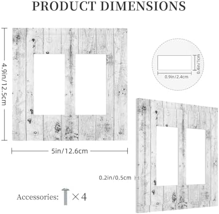 Decorative Outlet Covers Rustic White Grey Wood Grain 2 Gang Double GFCI Rocker - Image 5