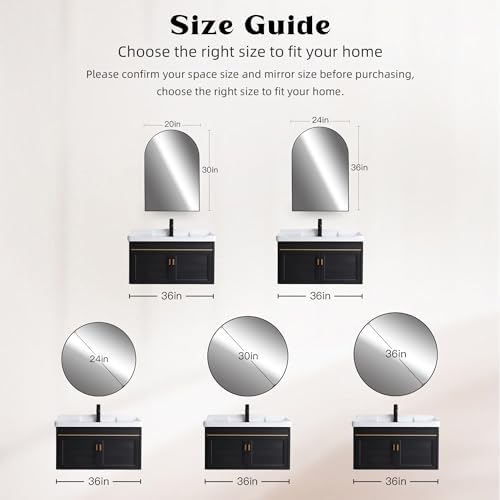 White Round Mirror 24 Inch, Circle Bathroom Vanity Mirror - Image 5