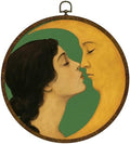 KLYTINK Romantic Moon and Young Girl Round Wall Art, Vintage-Inspired Celestial by KLYTINK