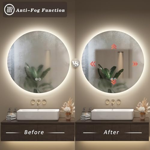 SMIROR 30 inch Round Led Backlit Lighted Bathroom Mirror - Image 5