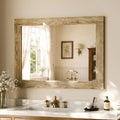 Rectangular Wall Mirror 30" x 40", Solid Wood Frame Bathroom Mirror by XRAMFY