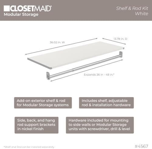 ClosetMaid Modular Closet Collection Shelf and Hang Rod Accessory Kit, 36-Inch - Image 3