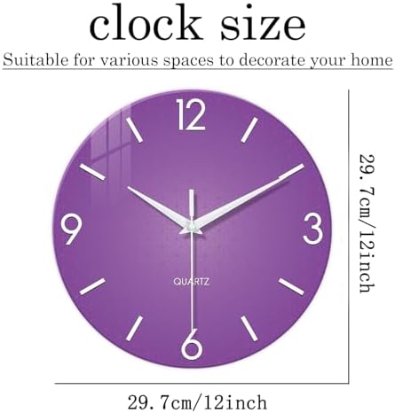 XFM Purple Wall Clock for Girls Women Bedroom 12 Inch - Image 6