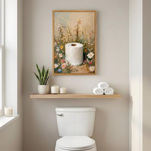 AtterrirArt Framed Bathroom Funny Wall Art Vintage Toilet Paper Floral Print - Image 6