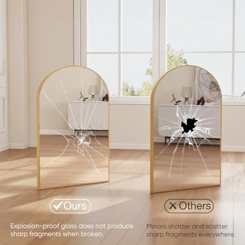 NEWBULIG 38"X30" Arched Bathroom Wall Mirror - Image 5