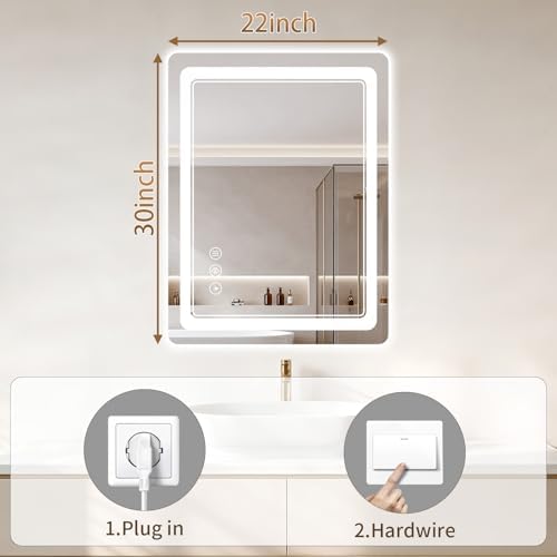 BEAUTYPEAK 22"x30" LED Bathroom Mirror - Image 5