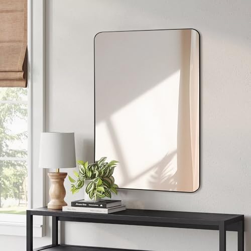 Black Bathroom Mirror, 24 x 36 Inch Rectangle Wall Mirror - Image 6