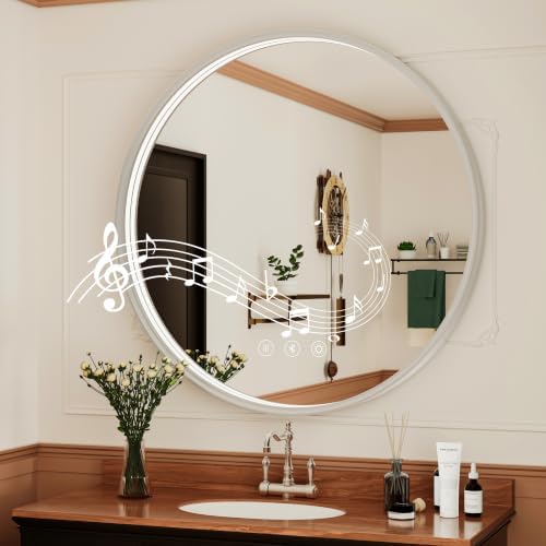 36" Silver Round LED Bathroom Mirror by JSneijder