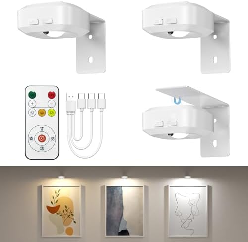 Picture Lights for Wall 3 Pcs, Rechargeable Battery Operated Magnetic Wall by Unknown