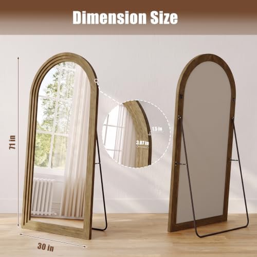 30"x71" Full Length Mirror Solid Wood Frame, Arched Floor Mirror Full Length - Image 7