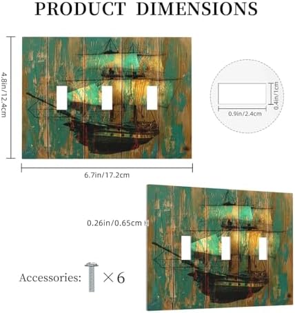 Decorative Switch Plates Rustic Green Wood Grain Sailboat 3 Gang Wall Plate - Image 5