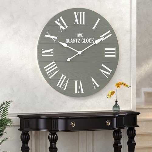 ARTPOWER 35.5” Extra Large Giant Farmhouse Wall Clock, Sage Green - Image 5