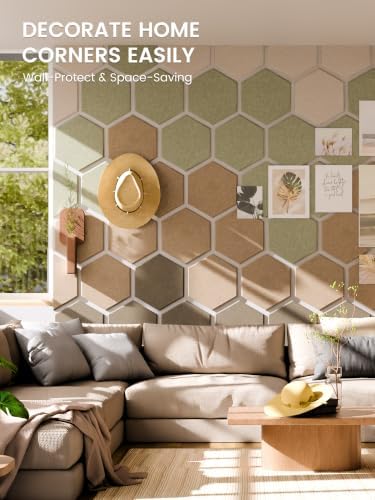 Fluxynara 12-Pack Hexagon Felt Bulletin Board Tiles, Linen Dusk-1 - Image 4