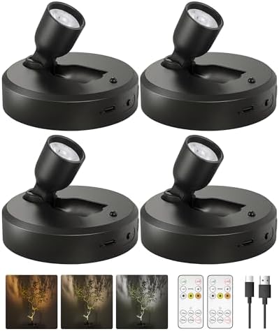 EZVALO 4-Pack Spotlight Indoor, Rechargeable Battery Picture Lights, Wireless by EZVALO